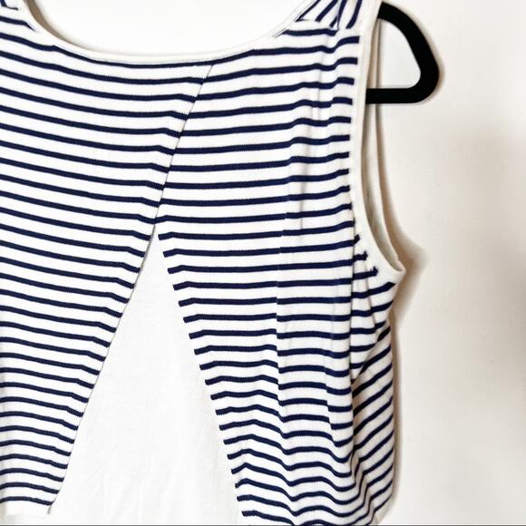 NWT Evolution by Cyrus Sleeveless Medieval/White Stripe Top SZ L - Picture 6 of 8